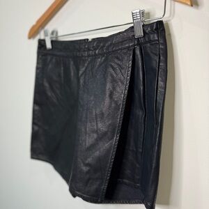 Forever21 Black Faux Leather Mini Skirt-Shorts with Pockets (Small)